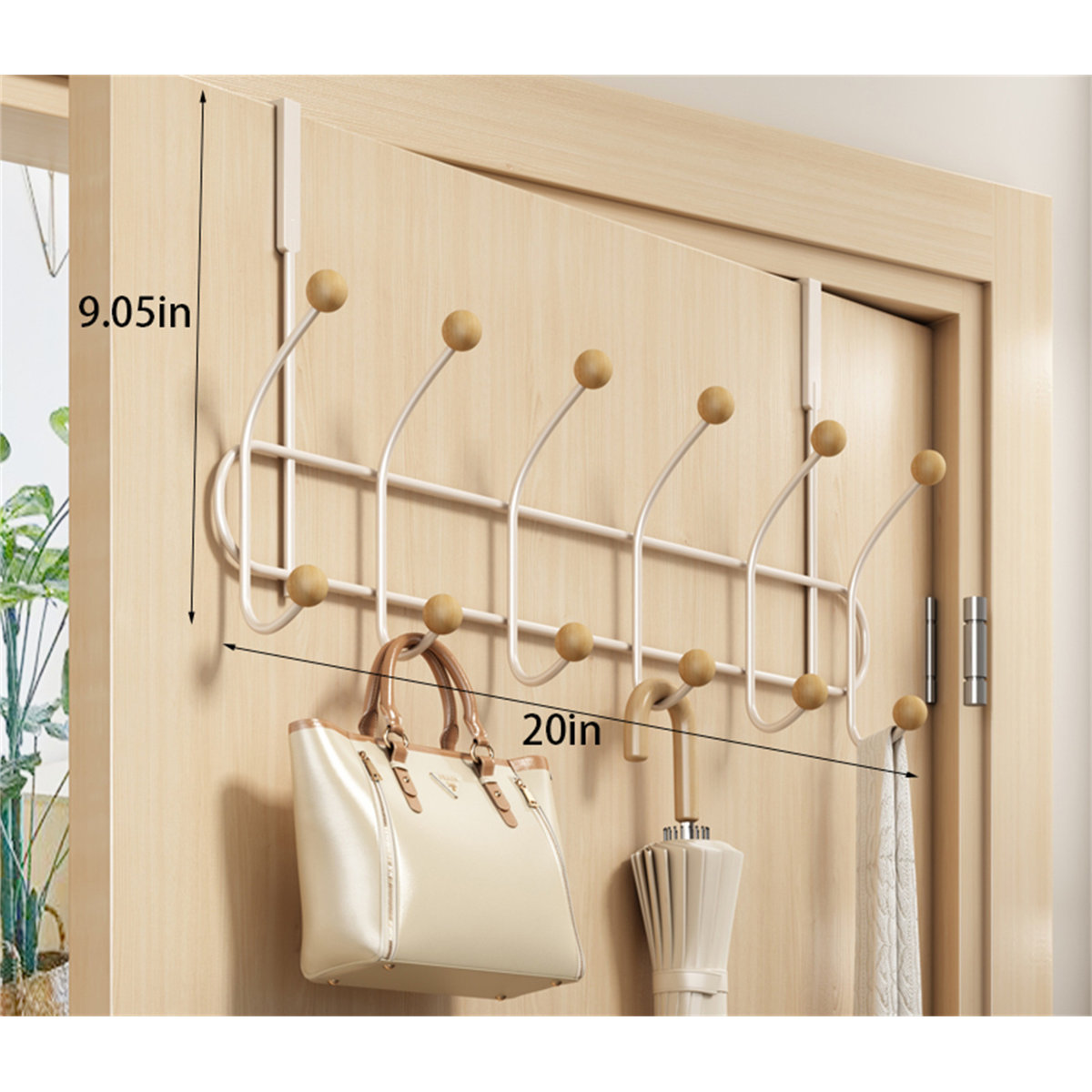 Versatile Metal Over-The-Door Hook Rack